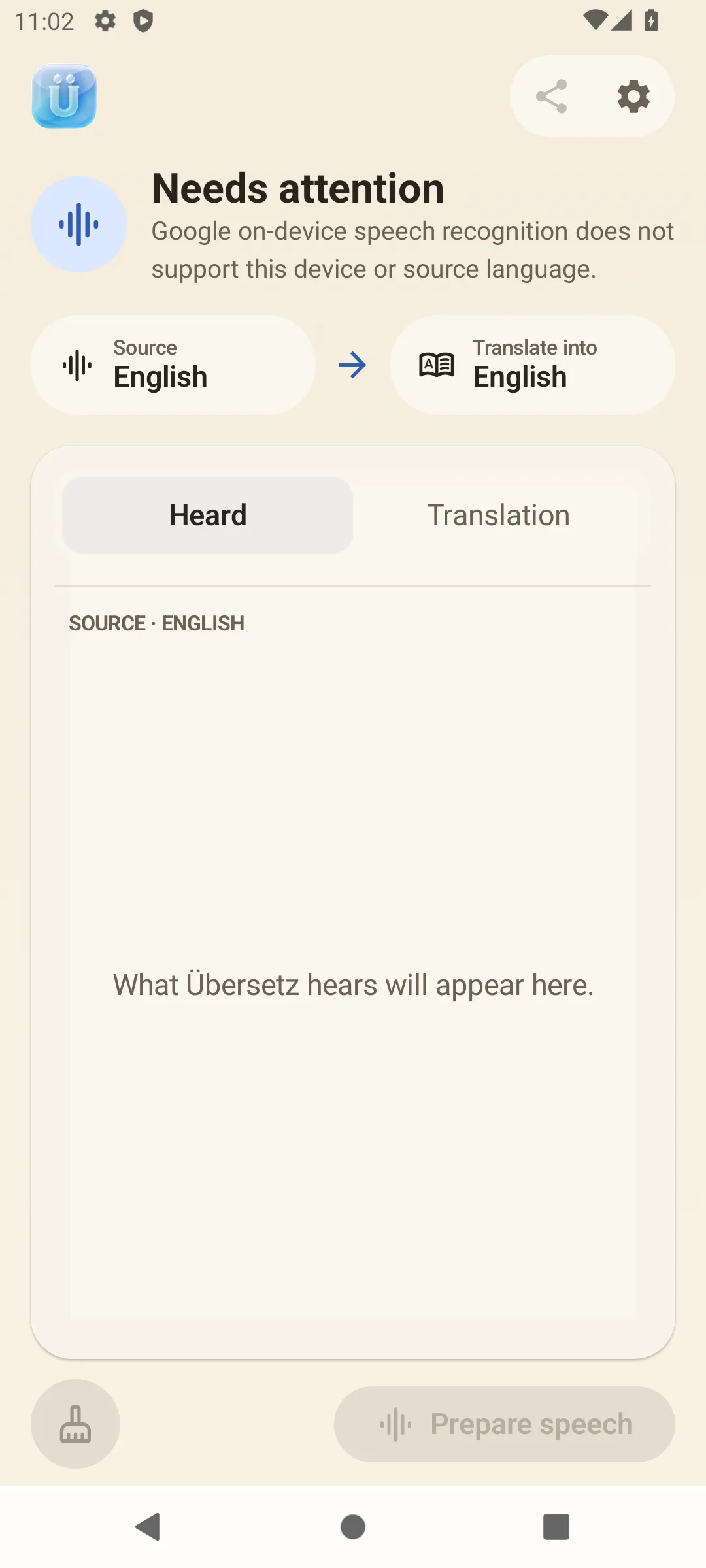 Übersetz running on Android