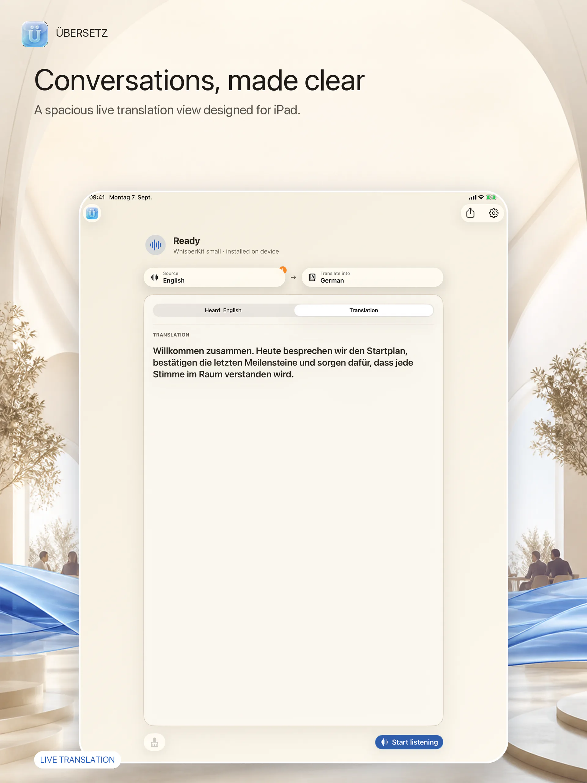 Übersetz running on iPad